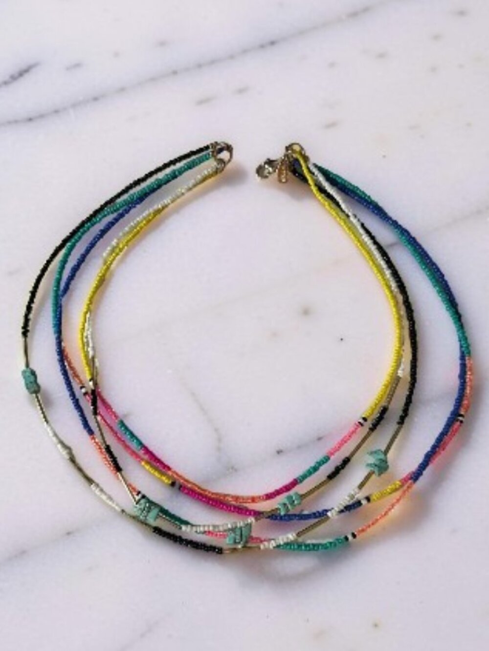 NWOT Vintage Express Boho Layered Necklace | Seed Bead Turquoise Multi-Strand